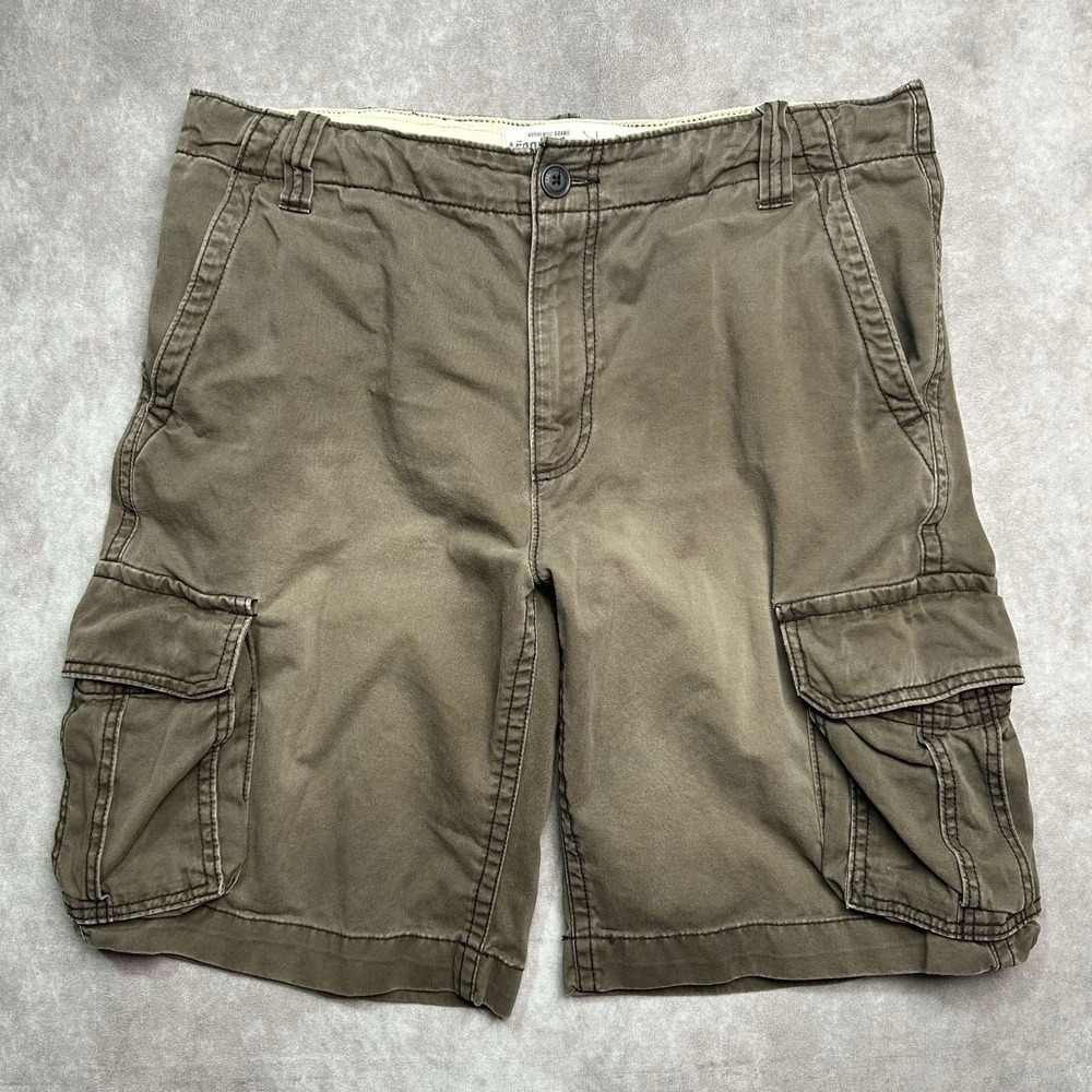 VTG Aeropostale Cargo Shorts Men's Size 36 Khaki Heavy Cotton Baggy Y2K